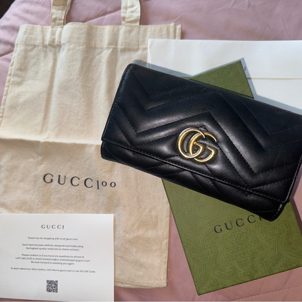 Gucci GG MARMONT CONTINENTAL WALLET black with box